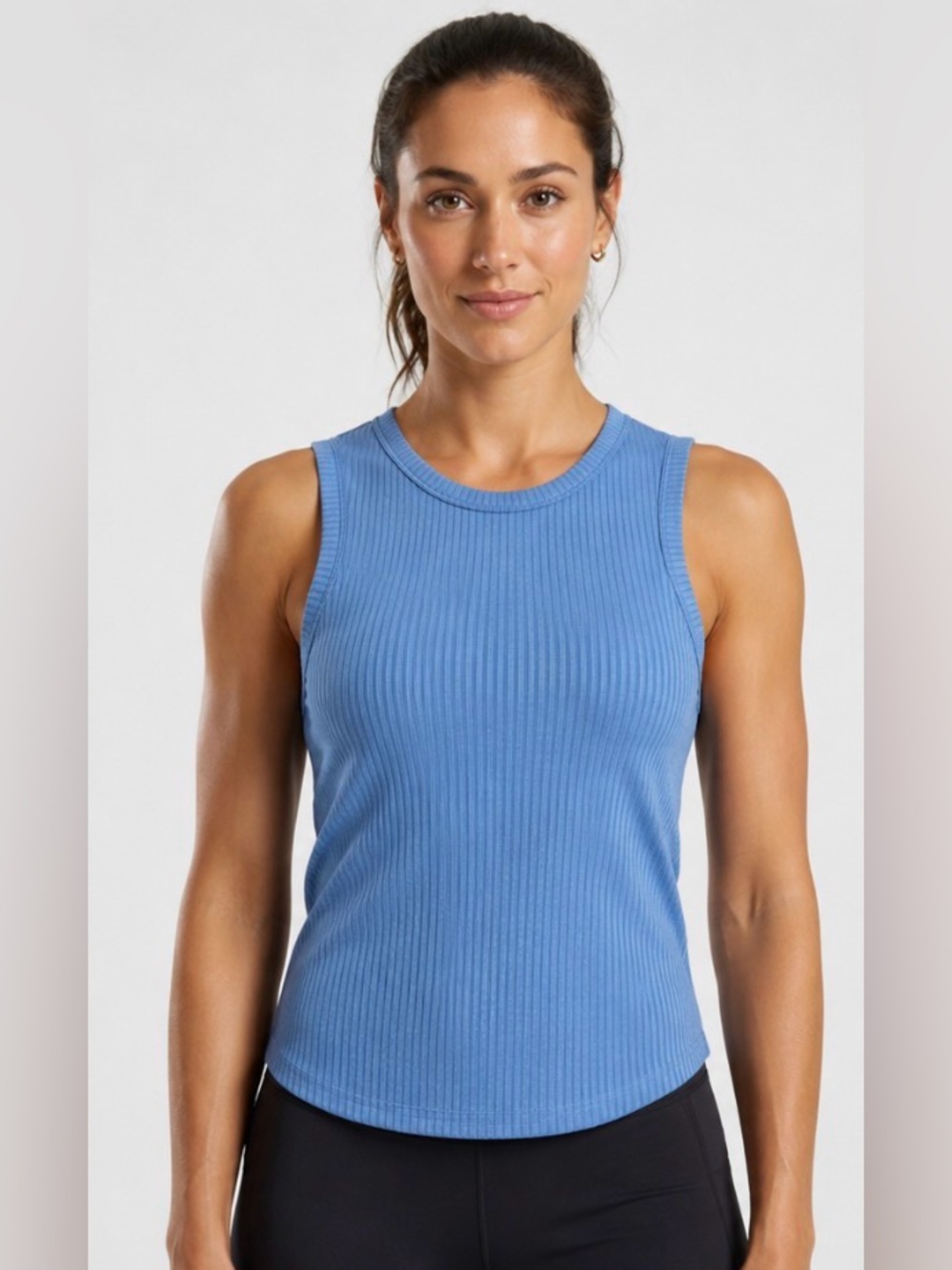 Zenana Blue Ribbed Sleeveless Tank Top - Women